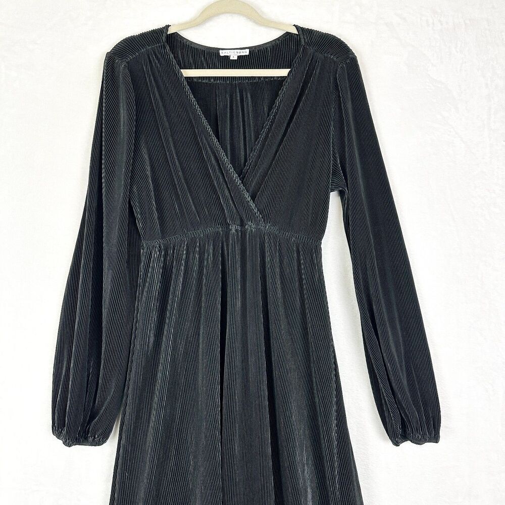Baltic Born Venus Pleated Maxi Dress Size Large Black Velvet Party Maternity - Picture 4 of 7
